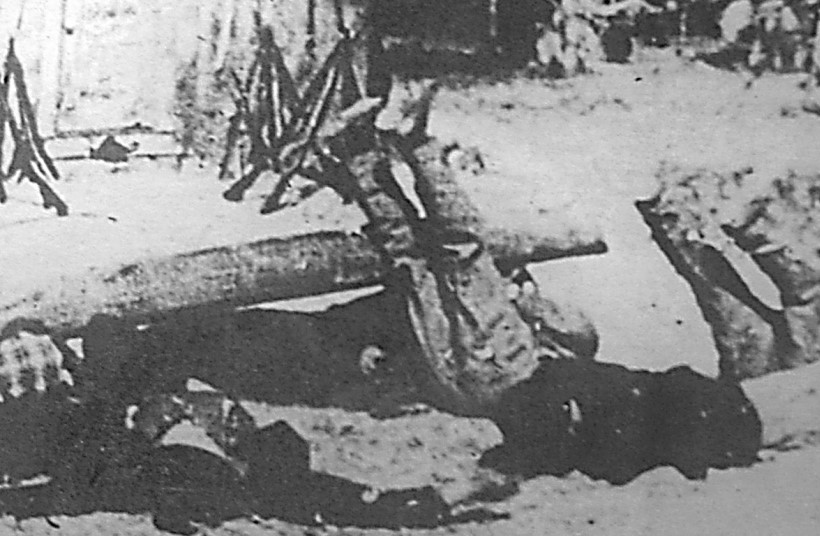 Лешеви убијених на Штранду пре бацања у Дунав за време рације у Новом Саду, 23. јануара 1942. године. Музеј Војводине, Збирка фотографија, инв. бр. 24237-1